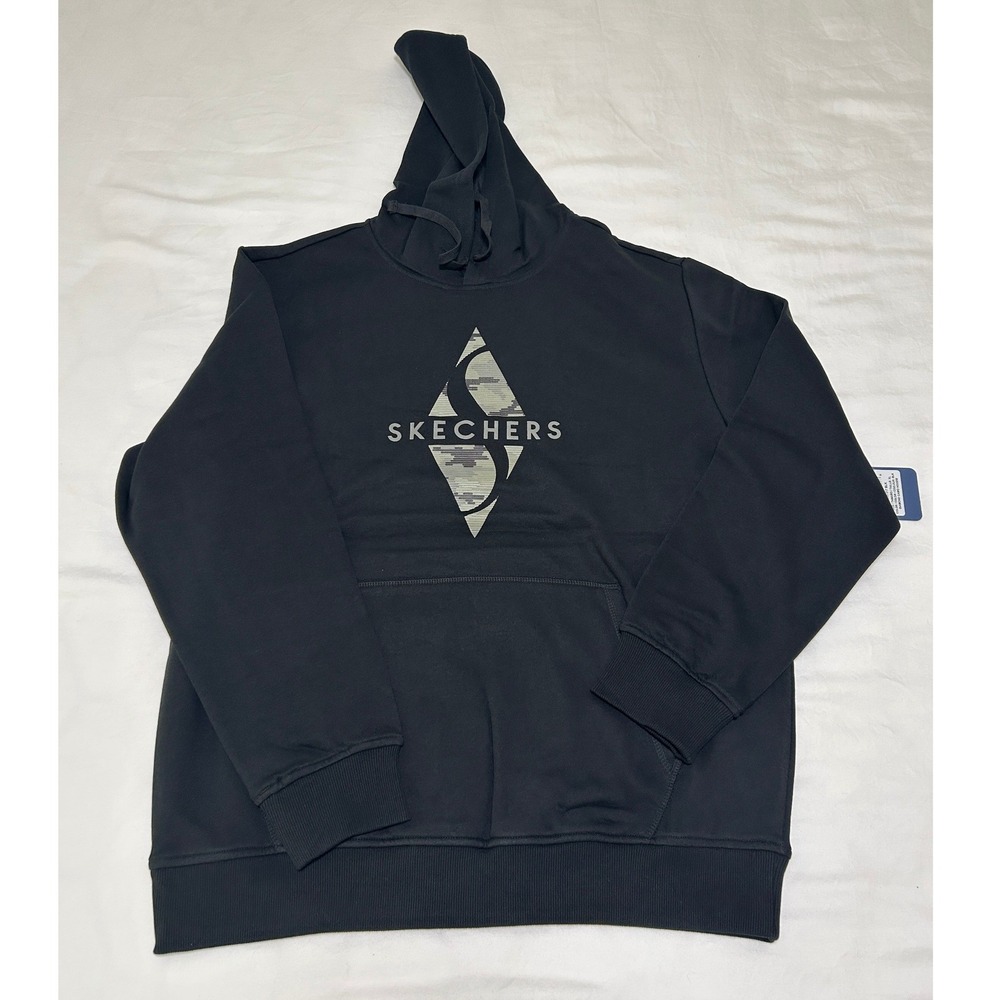 Skechers Mens Diamond Camo Hoodie Black Sweats Collection Pullover XL New